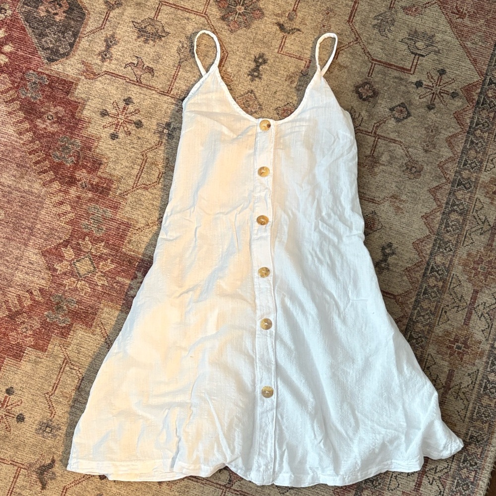 White Button-Front Spaghetti Strap dress